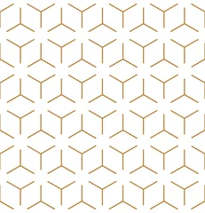 Behang Goud geometrisch abstract Vector naadloos geometrisch patroon. Gouden lineair patroon. Achtergronden voor uw ontwerp.