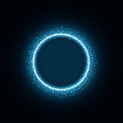 Vector glowing magic round frame. Glowing neon wave and dot. Design element for your ad, sign, poster, banner. Vector illustration
