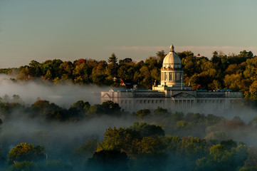 Foggy Sunrise Over Kentucky State Capitol Building - Frankfort, Kentucky - 286514868