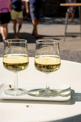 Street wine festival on Mosel river, Germany, during grape harvest