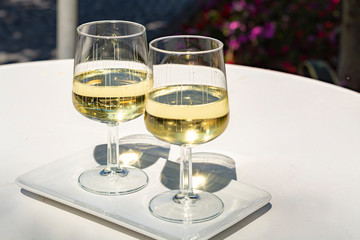 Street wine festival on Mosel river, Germany, during grape harvest