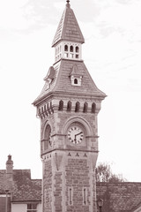 Fototapeta na wymiar Clock Tower, Hay-on-Wye, Wales