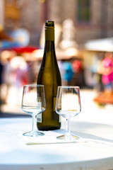 Street wine festival on Mosel river, Germany, during grape harvest