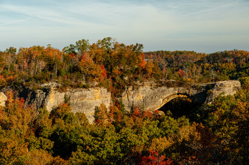 Natural Arch + Fall / Autumn Color Trees - Daniel Boone National Forest - Kentucky
