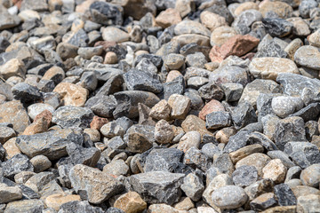 Stones crushed stone and gravel close-up as an abstract background