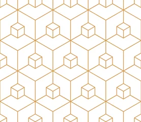 Tapeten Vektor nahtlose geometrische Muster. Goldenes lineares Muster. Hintergrundbilder für Ihr Design. © Viktoriia