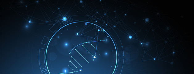 Fototapeta premium Science template, abstract background with a 3D DNA molecules. Vector illustration.
