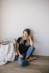 Woman painter in art studio