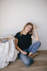 Woman painter in art studio