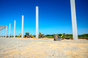 Used rammer standing at building site