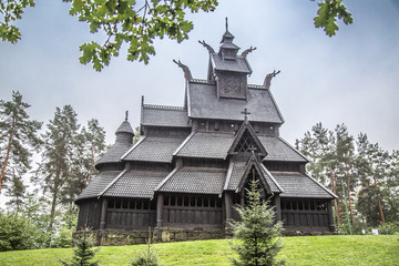 Fototapeta na wymiar Stave church in Oslo Folkemuseum in Norway