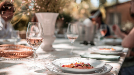 Provencal table with rosé wine 