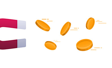 Magnet attracting coins.