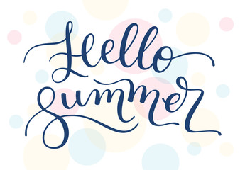 Naklejka na ściany i meble Hand lettering Hello Summer. Template for card, poster, print.
