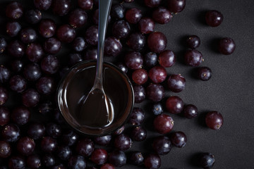 Grapes arranged in the background