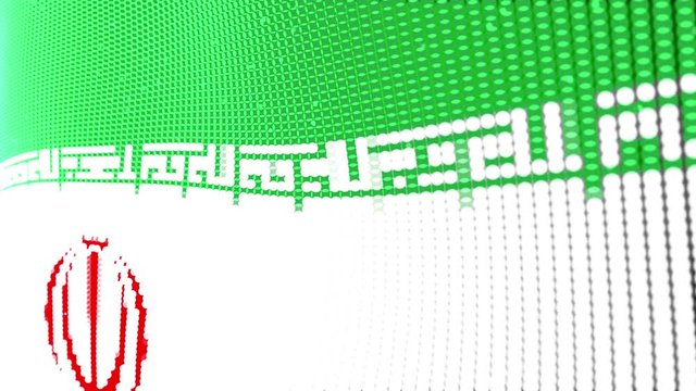 Waving 3d The National Flag of Iran Made from small particles on black background