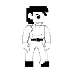 videogame pixelated retro art cartoon in black and white