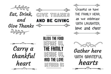Calligraphy sayings for print. Vector Quotes about happy thanksgiving day.
