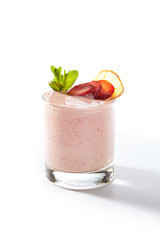 Fresh Homemade Strawberry Yogurt Smoothie Isolated on White
