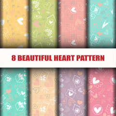 seamless Heart collection pattern set.