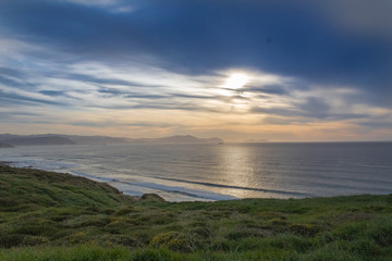 sunset at Barrika beach, in Biscay, near Bilbao