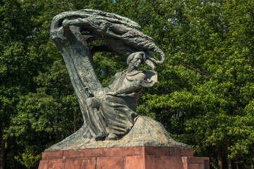 Frederic Chopin monument in Lazienki Park in Warsaw, Poland