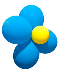 Balloons are yellow and blue