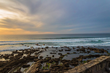 sunset at Barrika beach, in Biscay, near Bilbao