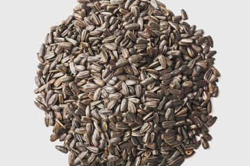 Sunflower seeds in a shell on a white background. Soft contrast. Isolate