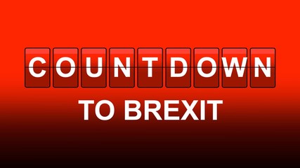 The word Countdown To Brexit on red gradient background. Design illustration. 