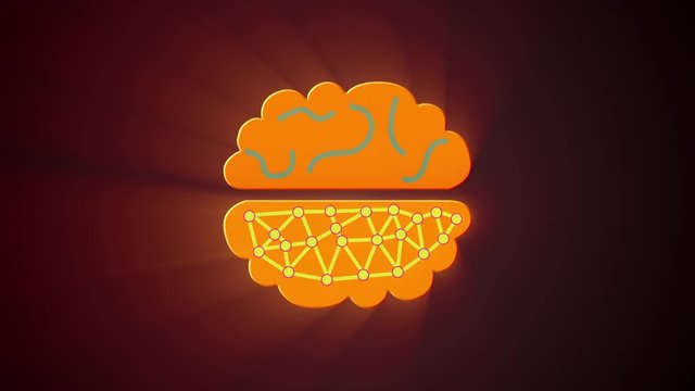 Diagram of the cerebral hemispheres with convolutions and synapses isolated on a black background. Computer generated image, 3D rendering