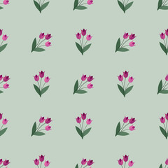Tulips seamless pattern. Vector simple background. Modern flower design for fabric, wrapping paper, background