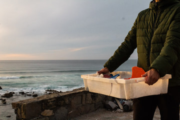 Garbage collected on Barrika beach in Biscay