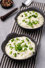 Broccoli soup on bowl food background