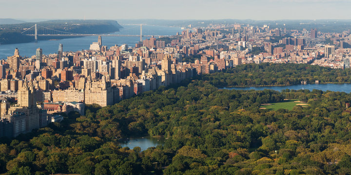 Aerial view of the Central Park and Manhattan, Upper West Side