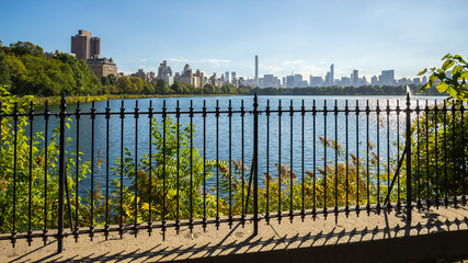 Beautiful cast-iron railing on the shore of the Jacqueline Kennedy Onassis Reservoir