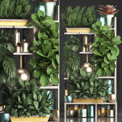 decorative shelf with flower pots, vertical garden
