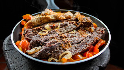 Fajitas en Sartén acercamiento