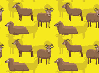 Sheep Castlemilk Moorit Cartoon Background Seamless Wallpaper