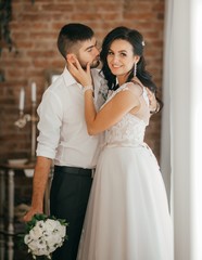 Happy bride and groom on their wedding