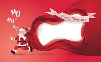 Merry Christmas Greeting card,  Xmas Santa Frame