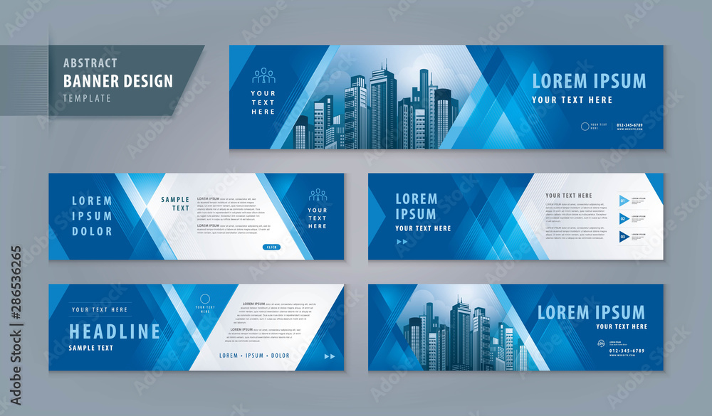 Wall mural abstract banner design web template set, horizontal header web banner