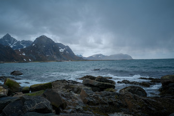Fototapeta na wymiar Norway mountain over Lysefjord. Natural scandinavian landscape
