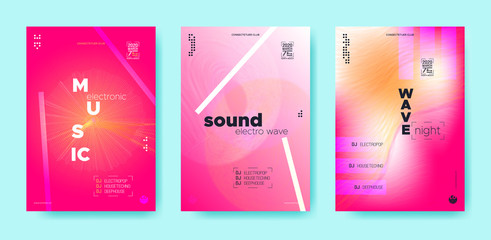 Dj Flyer. Wave Lines. Trendy Music Abstract. 