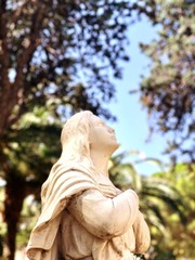 low angle view of madonna statue
