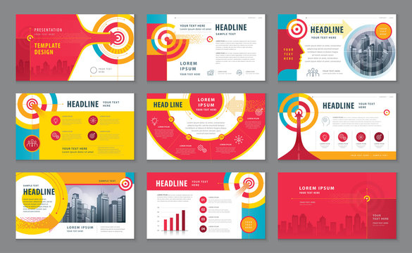 Abstract Presentation Templates Design Set, Colorful Abstract Arrow and Target Background vector