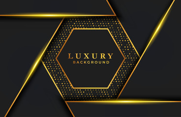 Abstract luxury background with gold particle elements. Graphic design template for invitation, cover, background. Elegant decoration