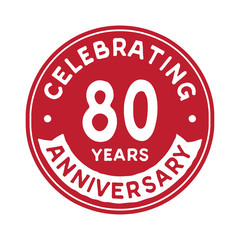 80 years anniversary logo design template. Eighty years logtype. Vector and illustration.