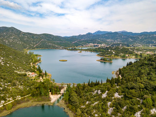 Fototapeta na wymiar The Baćina lakes (Croatian: Baćinska jezera) are located in Dalmatia, Croatia. It is a crypto-depression lake, with its bottom below the surface of the sea.