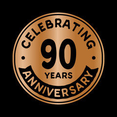 90 years anniversary logo design template. Ninety years logtype. Vector and illustration.